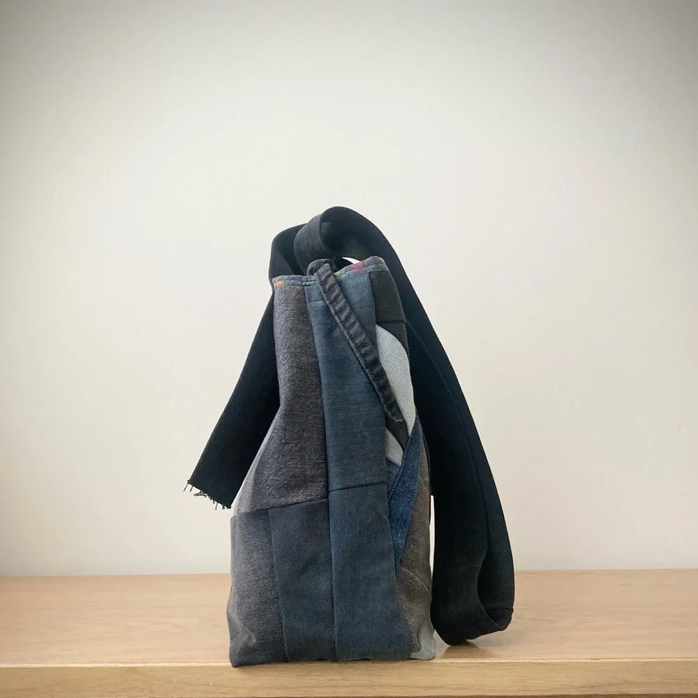 joodito origami japanese boro crossbody patchwork denim jean slouchy handbag bag - Picture 14 of 15
